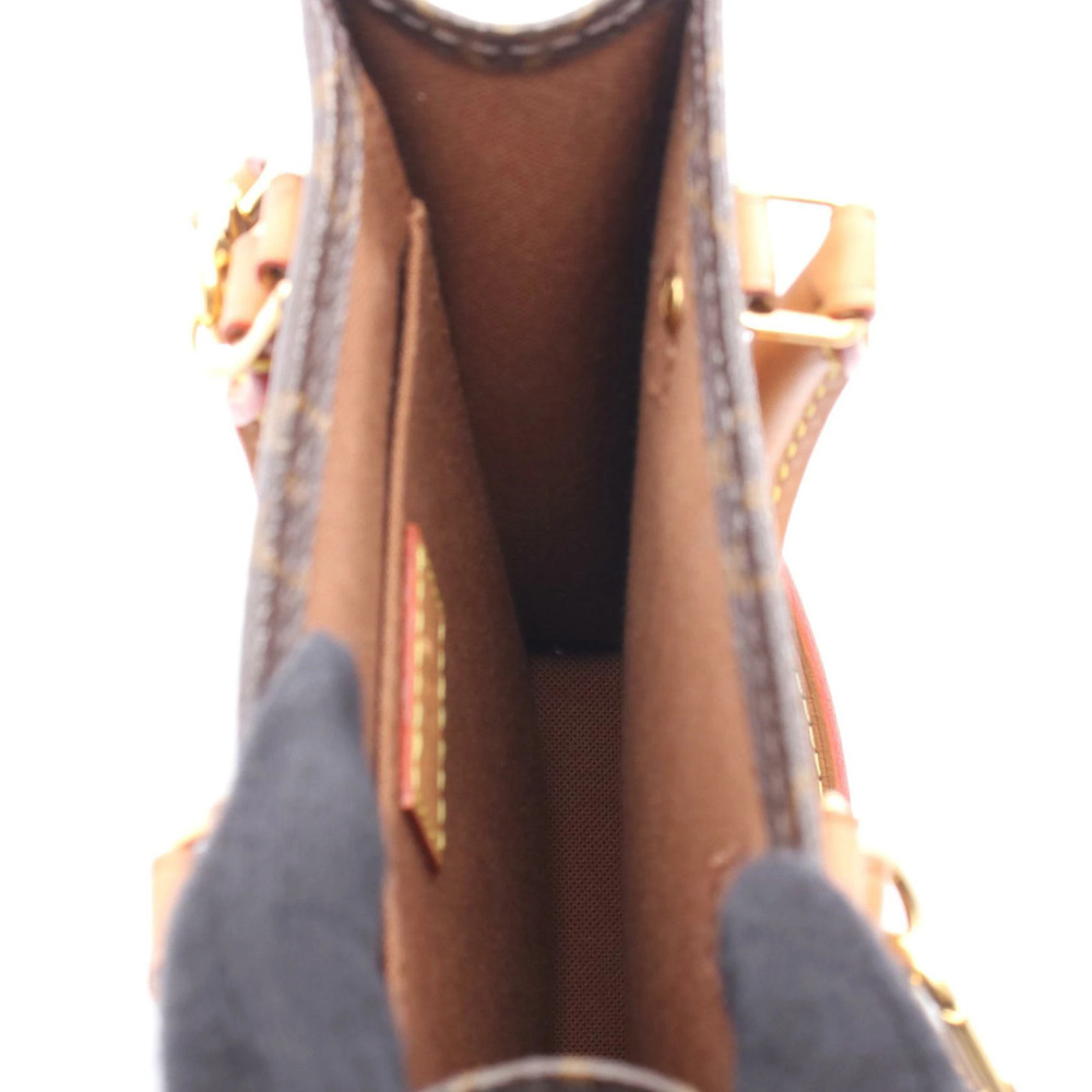 Louis Vuitton Sac Plat Brown Handbag Canvas Leather Monogram